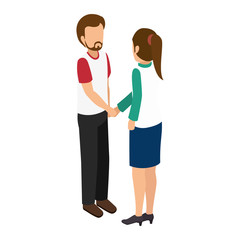 young couple avatars characters isometric vector illustration design