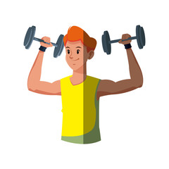 sport man weight fitness gym practice workout vector illustration