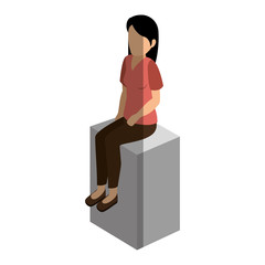 businesswoman isometric avatar character sitting vector illustration design