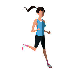 character girl sport runner fitness life style vector illustration