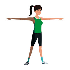 sport girl training stretch open arms vector illustration