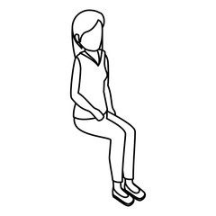 businesswoman isometric avatar character in a sitting position vector illustration design