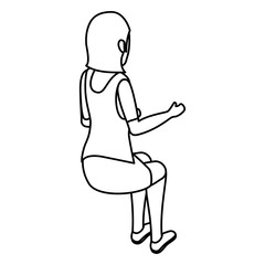 businesswoman isometric avatar character in a sitting position vector illustration design