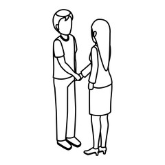 Fototapeta premium young couple avatars characters isometric vector illustration design