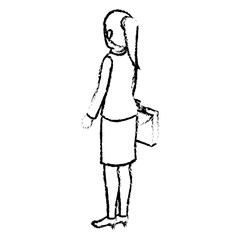 businesswoman isometric avatar character with portfolio vector illustration design