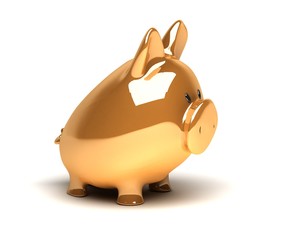 two Piggy Bank isolated on white with soft natural shadow