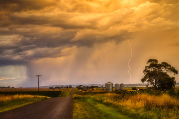 A Sunset Storm and Lightning Strike in Country Queensland