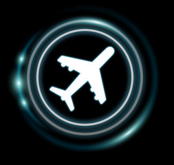 3D rendering plane icon with circles