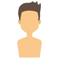 young man shirtless avatar character vector illustration design