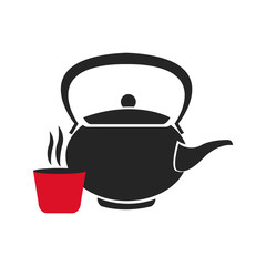 japanese teapot teacup drink oriental image vector illustration