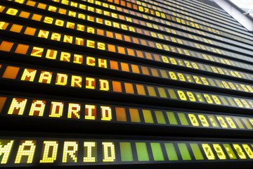 Fototapeta premium Airport Departure and Arrival information board sign perspective