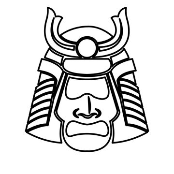 recommend clip art: samurai face mask japanese warrior image line vector illustration