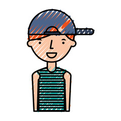 young boy with summer fashion vector illustration design