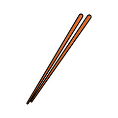 drawing stick wooden food japanese utensil vector illustration
