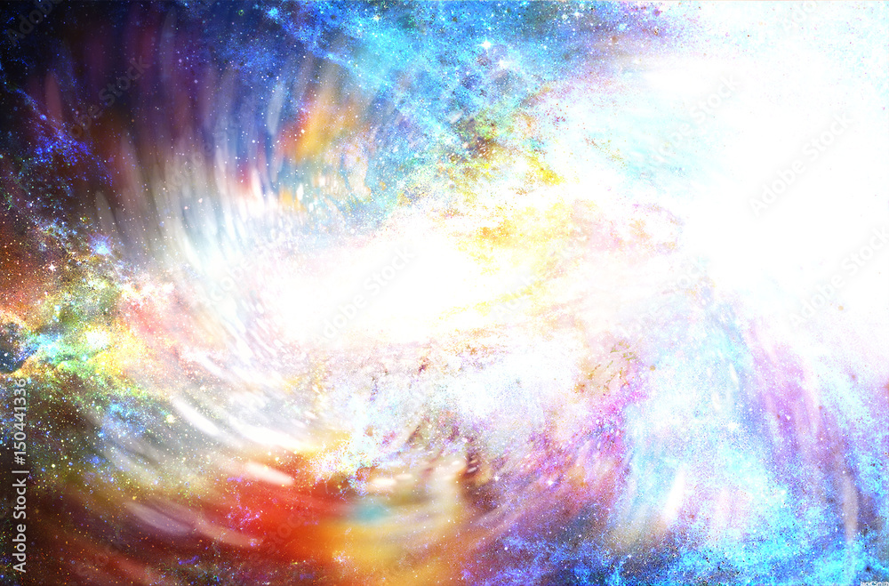 Poster abstract background with cosmic energy swirling effect, colorful dynamic movement.
