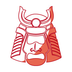 japanese samurai mask warrior face shadow vector illustration