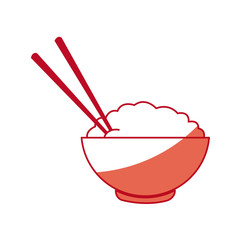 japanese bowl rice food stick wooden shadow vector illustration