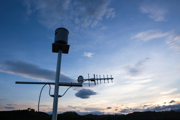 Anemometer silhouette with twiligth