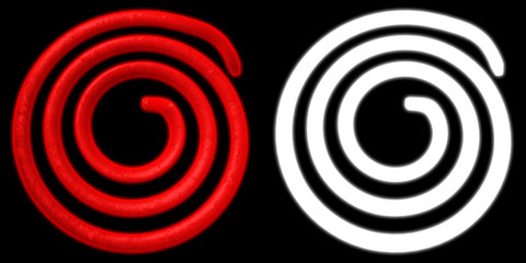 Electric spiral heated to a red. Heating coil element. with alpha channel. 3D illustration