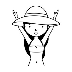 young woman with summer clothes vector illustration design