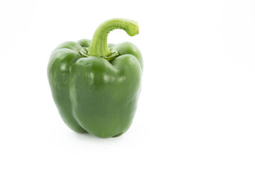 Green capsicum or sweet pepper isolated on white background