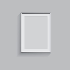 Silver picture or photo frame isolated on grey background. Vector illustration.