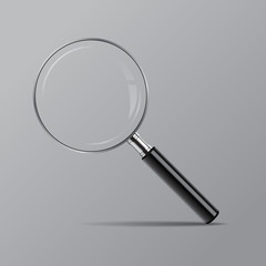 Vector magnifier isolated on grey background. 