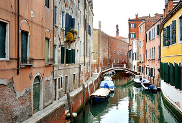 Beautiful canal and historic buildings in Venice, Italy