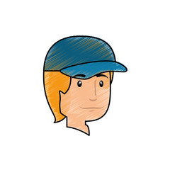 man wearing a cap, cartoon icon over white background. colorful design. vector illustration