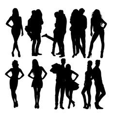 Obraz premium Love Couple Silhouettes, art vector design