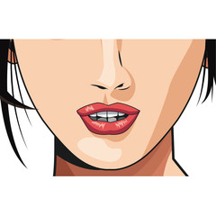 cheerful young woman mouth lips makeup image vector illustration