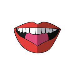 mouth lips woman sensual open cartoon vector illustration