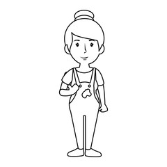 painter woman, cartoon icon over white background. vector illustration