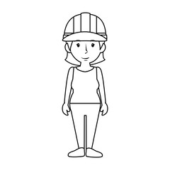 construction worker with safety  cartoon icon over white background. vector illustration
