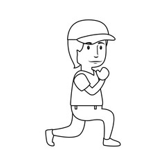 man wearing a cap, cartoon icon over white background. vector illustration