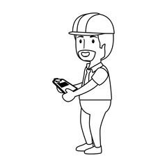 construction worker cartoon icon over white background. vector illustration