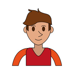 colorful image cartoon front view half body man with t-shirt and hairstyle vector illustration