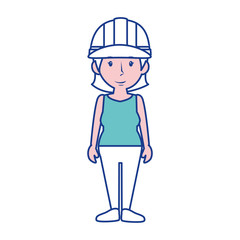 woman with safety helmet, cartoon icon over white background. colorful design. vector illustration