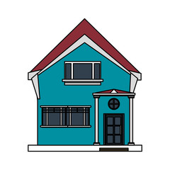 colorful image cartoon facade irregular structure house with modern style vector illustration