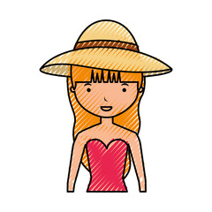 young woman with summer clothes vector illustration design