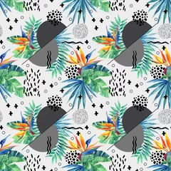 Zelfklevend Fotobehang Abstract tropical summer poster design in minimal style © Tanya Syrytsyna