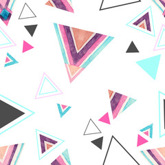 Abstract watercolor triangle seamless pattern