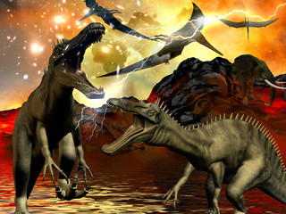 Dinosaur doomsday 3d rendering © satori