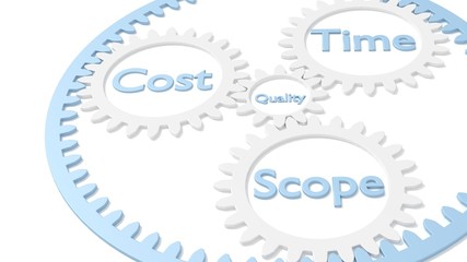 Project management triangle planetary gears concept illustration