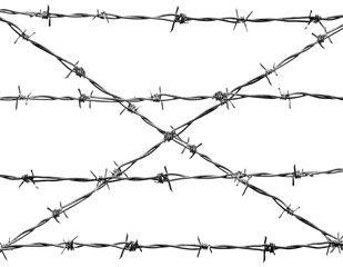 X - crossed barbed wire isolated against the white backgound