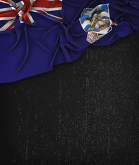 Falkland Islands Flag Vintage on a Grunge Black Chalkboard With Space For Text