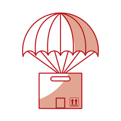 carton packing box with parachute icon vector illustration design