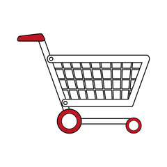 color silhouette cartoon shopping cart with wheels vector illustration