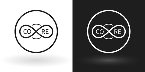 Creative core icon using the sign of infinity in white and black version