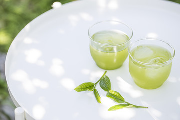 二杯の冷たい緑茶